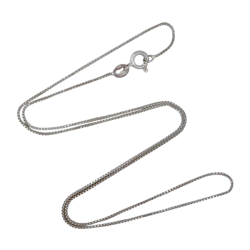 Estate Sterling Silver 925 0.9mm Box Chain Necklace 18"